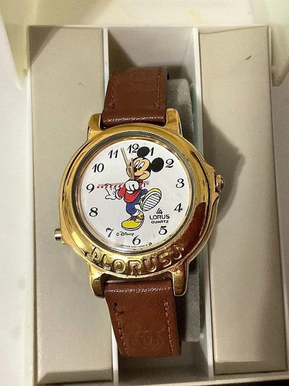 Lorus Disney Mickey Mouse Musical Watch V421-0020 Brown & Gold